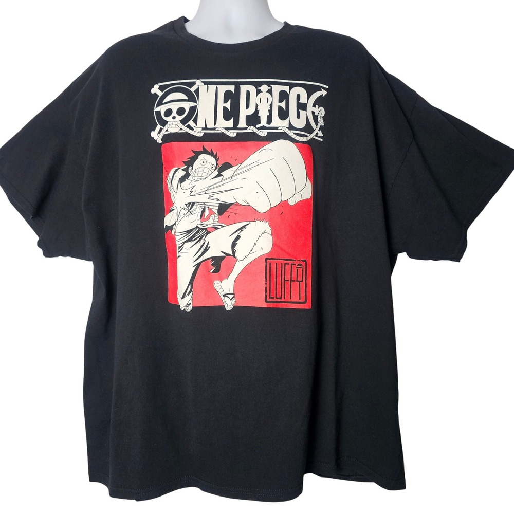 One Piece Anime‎ Ripple Junction Men Luffy Graphic T Shirt 3X Black Streetwear